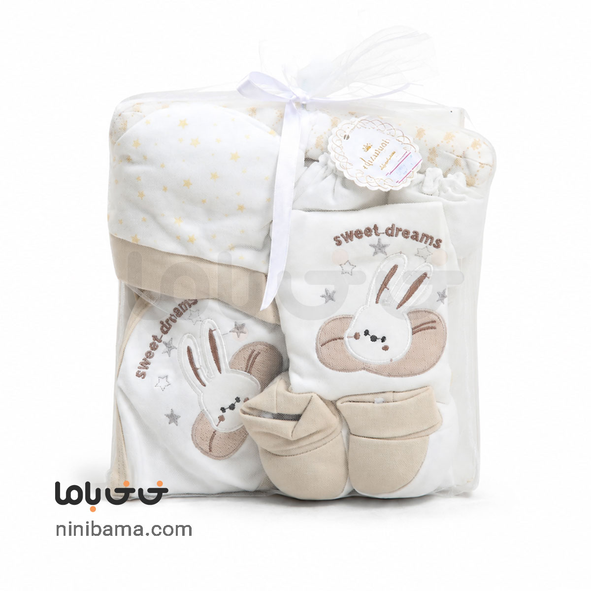PieceElizabethSet7-Cream_Rabbite-01 ست نوزادی 7 تکه الیزابت Elizabeth - Image 1